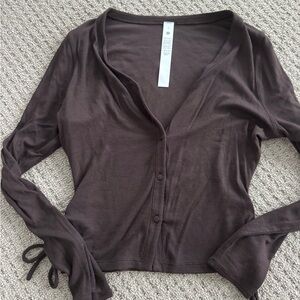 Lululemon Women's Brown Button-Up Top Size 6